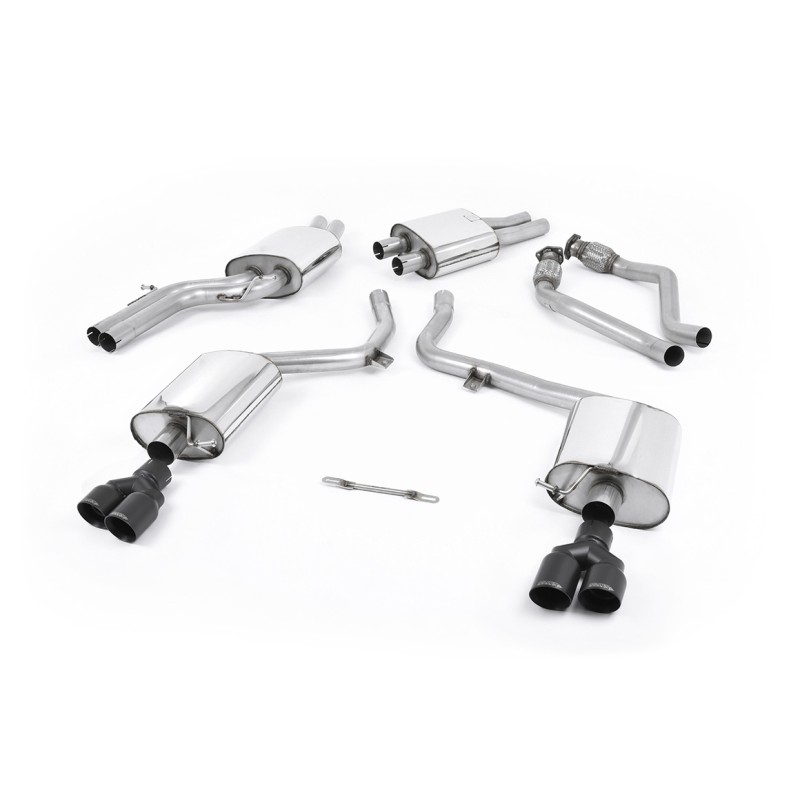 Audi S5 B8 (S tonic) - Resonated (Quieter) Cat-Back Exhaust System with Quad Cerakote Black Trims