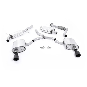 Audi A4 2.0 B9 Quattro - Resonated (Quieter) Cat-Back Exhaust System with Dual GT-100 Cerakote Black Trims