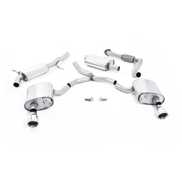 Audi A4 2.0 B9 Quattro - Resonated (Quieter) Cat-Back Exhaust System with Dual GT-100 Polished Trims