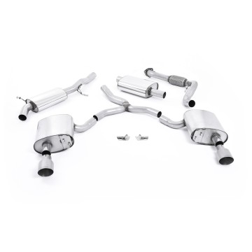 Audi A4 2.0 B9 Quattro - Resonated (Quieter) Cat-Back Exhaust System with Dual GT-100 Titanium Trims