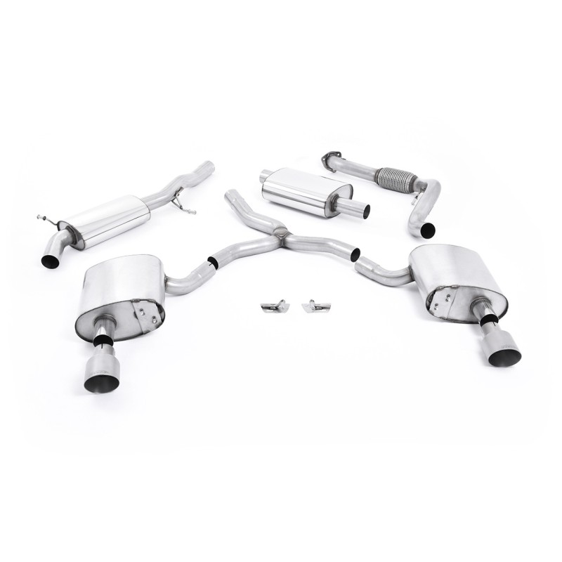Audi A4 2.0 B9 Quattro - Resonated (Quieter) Cat-Back Exhaust System with Dual GT-100 Titanium Trims