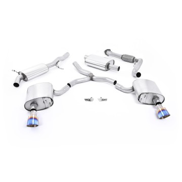 Audi A4 2.0 B9 Quattro - Resonated (Quieter) Cat-Back Exhaust System with Dual GT-100 Burnt Titanium Trims