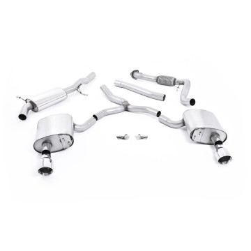 Audi A4 2.0 B9 Quattro - Road+ Part Resonated Cat Back Exhaust System with Dual GT-100 Polished Trims