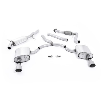 Audi A4 2.0 B9 Quattro - Road+ Part Resonated Cat Back Exhaust System with Dual GT-100 Titanium Trims