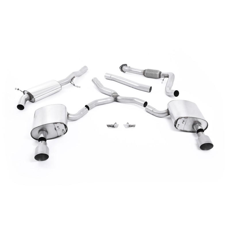 Audi A4 2.0 B9 Quattro - Road+ Part Resonated Cat Back Exhaust System with Dual GT-100 Titanium Trims