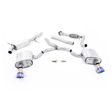 Audi A4 2.0 B9 Quattro - Road+ Part Resonated Cat-Back Exhaust System with Dual GT-100 Burnt Titanium Trims