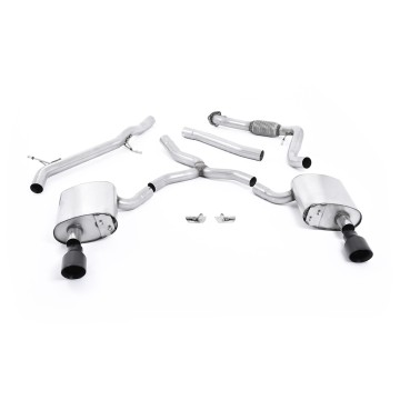 Audi A4 2.0 B9 Quattro - Non-Resonated (Louder) Cat-Back Exhaust System with Dual GT-100 Cerakote Black Trims