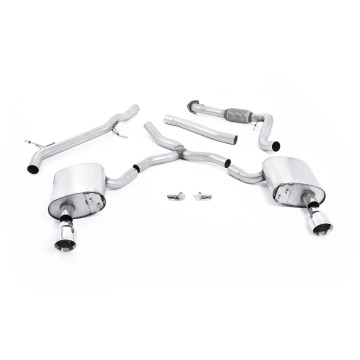 Audi A4 2.0 B9 Quattro - Non-Resonated (Louder) Cat-Back Exhaust System with Dual GT-100 Polished Trims
