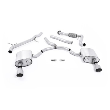 Audi A4 2.0 B9 Quattro - Non-Resonated (Louder) Cat-Back Exhaust System with Dual GT-100 Titanium Trims