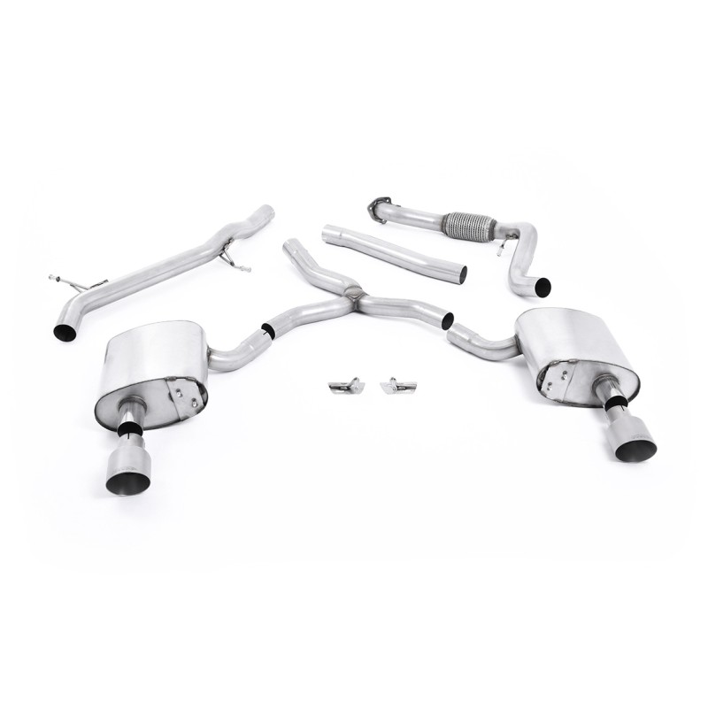 Audi A4 2.0 B9 Quattro - Non-Resonated (Louder) Cat-Back Exhaust System with Dual GT-100 Titanium Trims