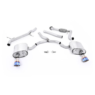 Audi A4 2.0 B9 Quattro - Non-Resonated (Louder) Cat-Back Exhaust System with Dual GT-100 Burnt Titanium Trims