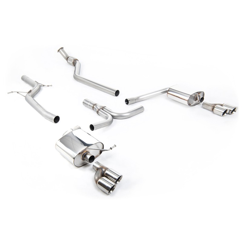 Audi A4 2.0 B8 S line (Manual) - Non-Resonated (Louder) Cat-Back Exhaust System with Quad-outlet GT80 Trims