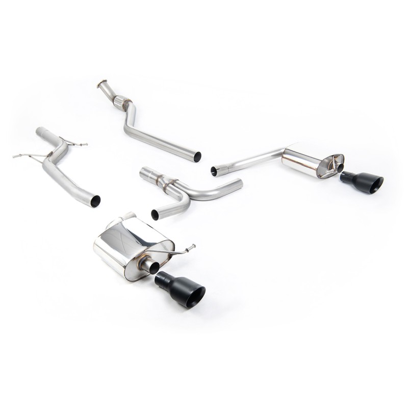 Audi A4 2.0 B8 S line (Manual) - Non-Resonated (Louder) Cat-Back Exhaust System with Dual-outlet Cerakote Black Trims