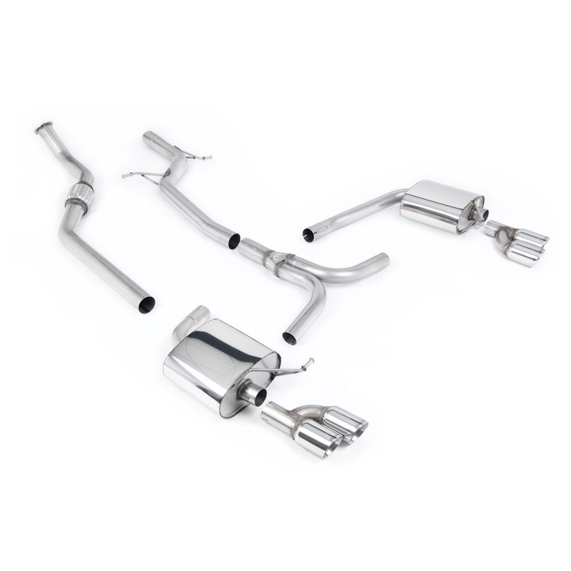 Audi A4 2.0 B8 S line (Tiptronic) - Non-Resonated (Louder) Cat-Back Exhaust System with Quad-outlet GT80 Trims