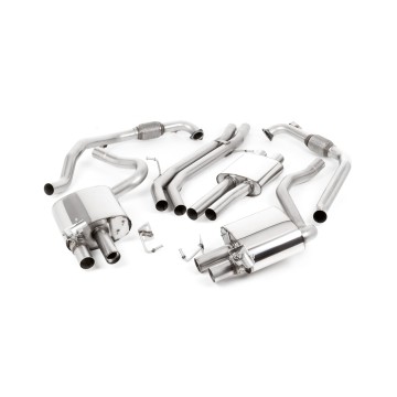 Audi S4/S5 B9 Non Sport Diff models - Resonated (Quieter) Cat-Back Exhaust System with Cerakote Black Trims