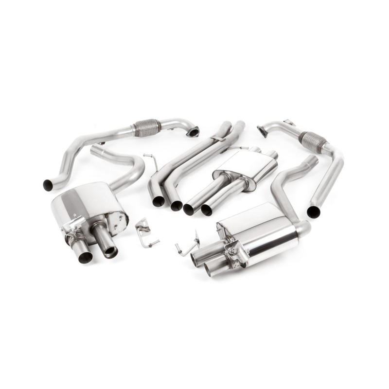Audi S4/S5 B9 Non Sport Diff models - Resonated (Quieter) Cat-Back Exhaust System with Quad GT-90 Titanium Trims