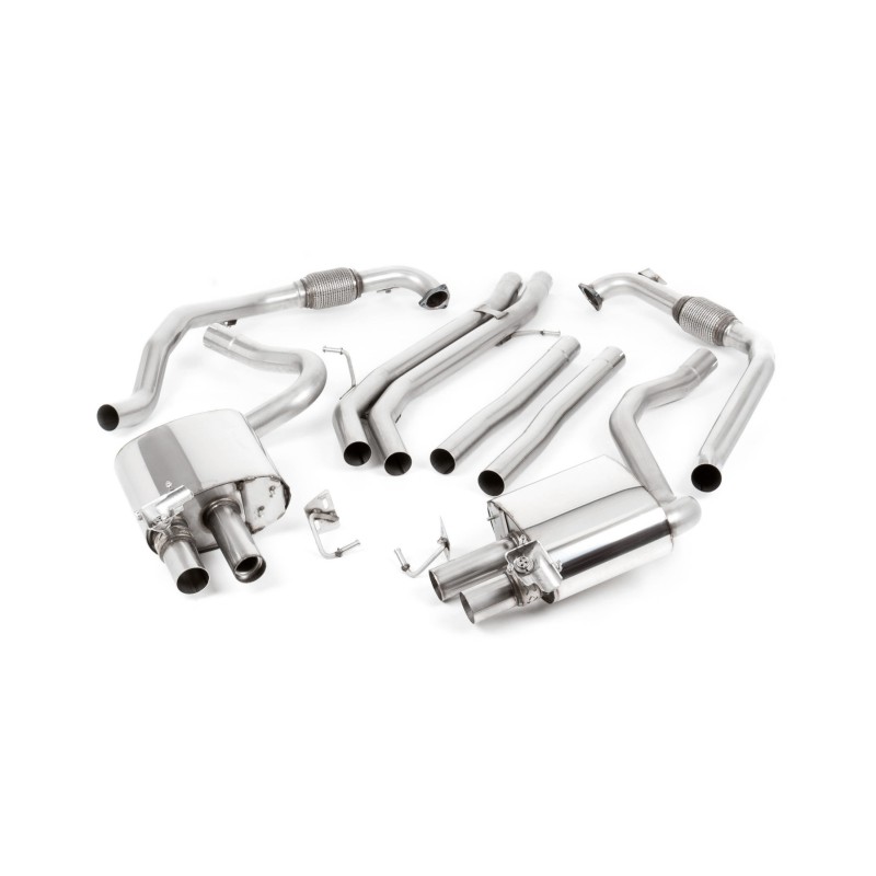 Audi S4/S5 B9 Non Sport Diff models - Non-Resonated (Louder) Cat-Back Exhaust System with Quad GT-90 Burnt Titanium Trims