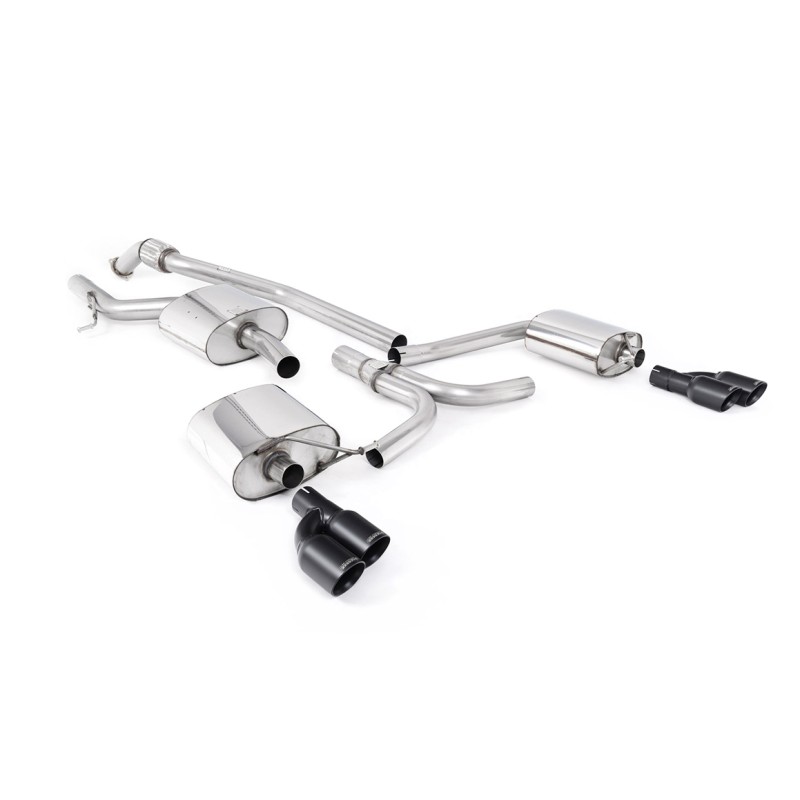 Audi A5 2.0 TFSI - Cat-Back Exhaust System with Cerakote Black Quad Outlet Trims