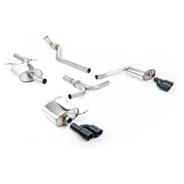 Audi A4 2.0 B8 S line (Manual) - Resonated (Quieter) Cat-Back Exhaust System with Cerakote Black Quad-outlet Trims