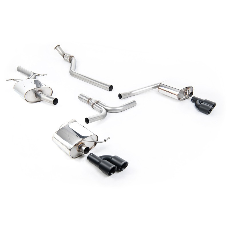 Audi A4 2.0 B8 S line (Manual) - Resonated (Quieter) Cat-Back Exhaust System with Cerakote Black Quad-outlet Trims