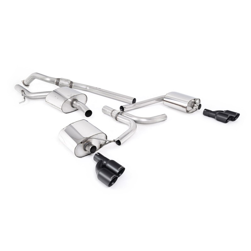Audi A4 2.0 B8 (Tiptronic)/Audi A5 (Multitronic) S line - Cat-Back Exhaust System with Cerakote Black Quad-outlet Trims