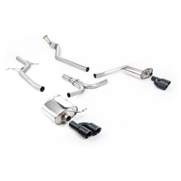Audi A4 2.0 B8 S line (Manual) - Non-Resonated (Louder) Cat-Back Exhaust System with Cerakote Black Quad-outlet Trims