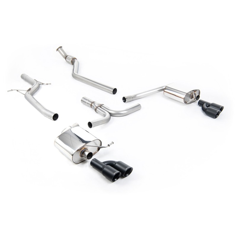 Audi A4 2.0 B8 S line (Manual) - Non-Resonated (Louder) Cat-Back Exhaust System with Cerakote Black Quad-outlet Trims