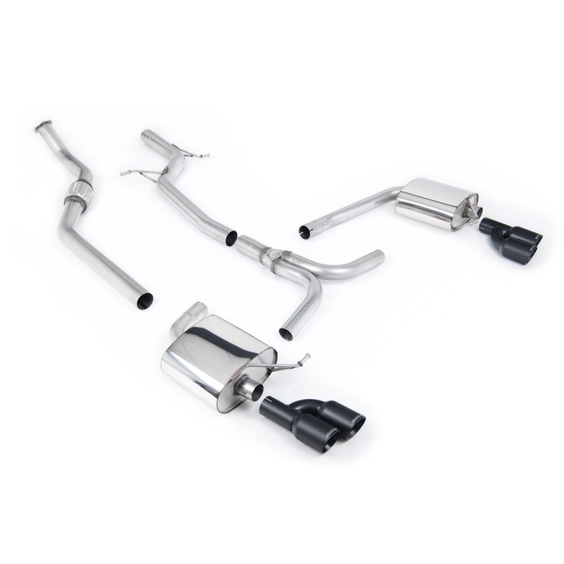 Audi A4 2.0 B8 S line (Tiptronic) - Non-Resonated (Louder) Cat-Back Exhaust System with Quad-outlet Cerakote Black Trims