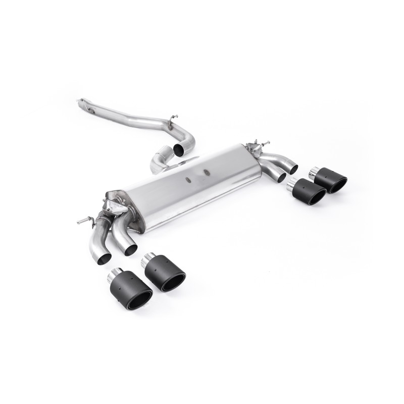 Non-Resonated (Louder) GPF/OPF-Back Exhaust System with Quad Round Carbon Trims