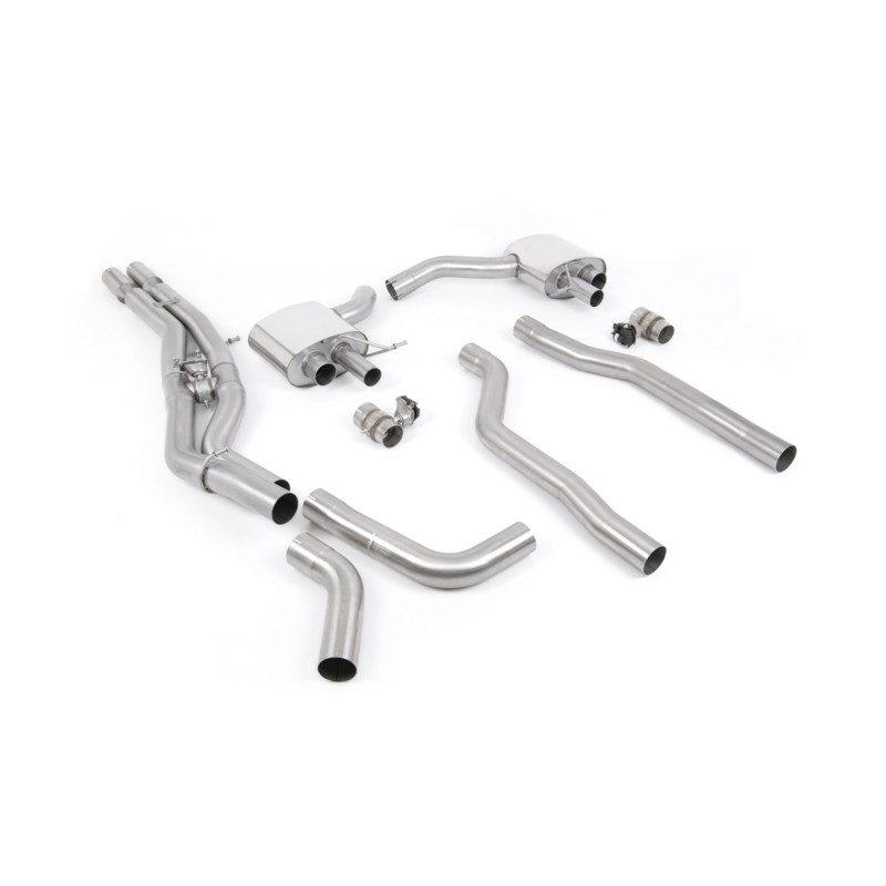 Audi RS6/RS7 C8 - Non Resonated (Louder) Cat Back System (Twin 80mm) with Polished Oval Trims - OE Requires Cutting