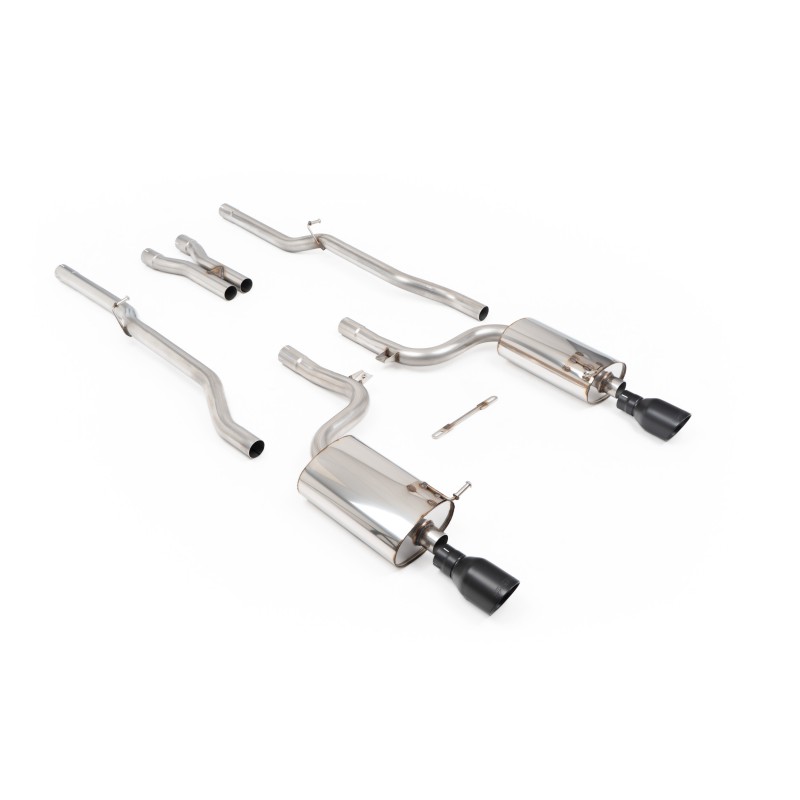 Audi S4 B6 - Non-Resonated (Louder) Cat-Back Exhaust System with GT-100 Cerakote Black Trims