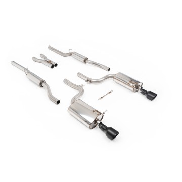 Audi S4 B6 - Resonated (Quieter) Cat-Back Exhaust System with Jet-100 Cerakote Black Trims