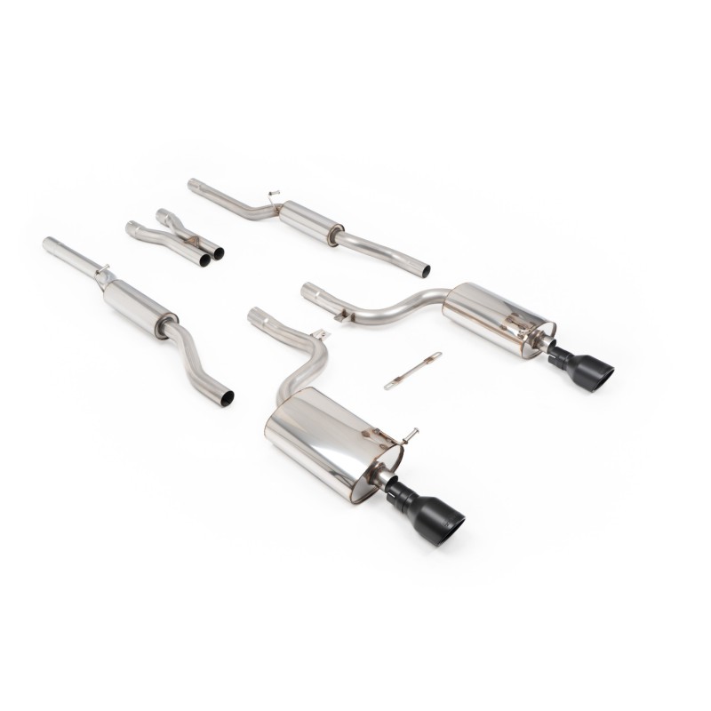 Audi S4 B6 - Resonated (Quieter) Cat-Back Exhaust System with Jet-100 Cerakote Black Trims