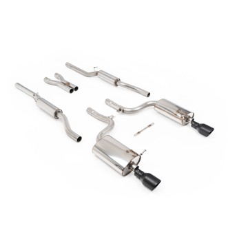 Audi A4 V6/S4 V8 B6 - Resonated (Quieter) Cat-Back Exhaust System with GT-100 Cerakote Black Trims