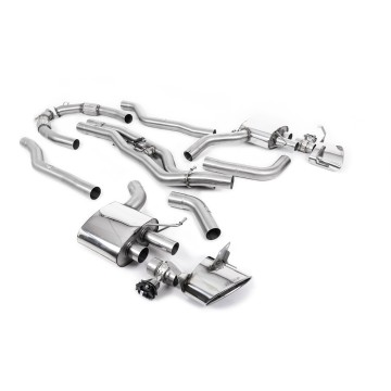 Audi RS6/RS7 C8 - Non Resonated Cat Back System (Twin 80mm) with Polished Oval Trims - Louder - (No Cutting Required - Flanged To OE Downpipes)