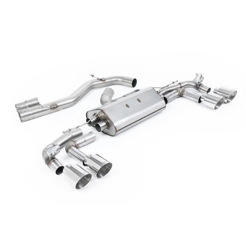 Audi S3 8Y Sportback GPF models - 80mm Non-Resonated (Louder) Cat-Back Exhaust System with Polished Trims