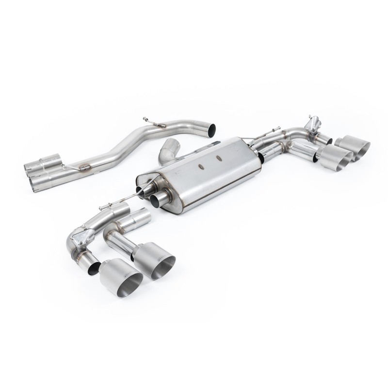 Audi S3 8Y Sportback GPF models - 80mm Non-Resonated (Louder) Cat-Back Exhaust System with Titanium Trims