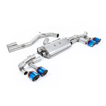Audi S3 8Y Sportback GPF models - 80mm Non-Resonated (Louder) Cat-Back Exhaust System with Burnt Titanium Trims