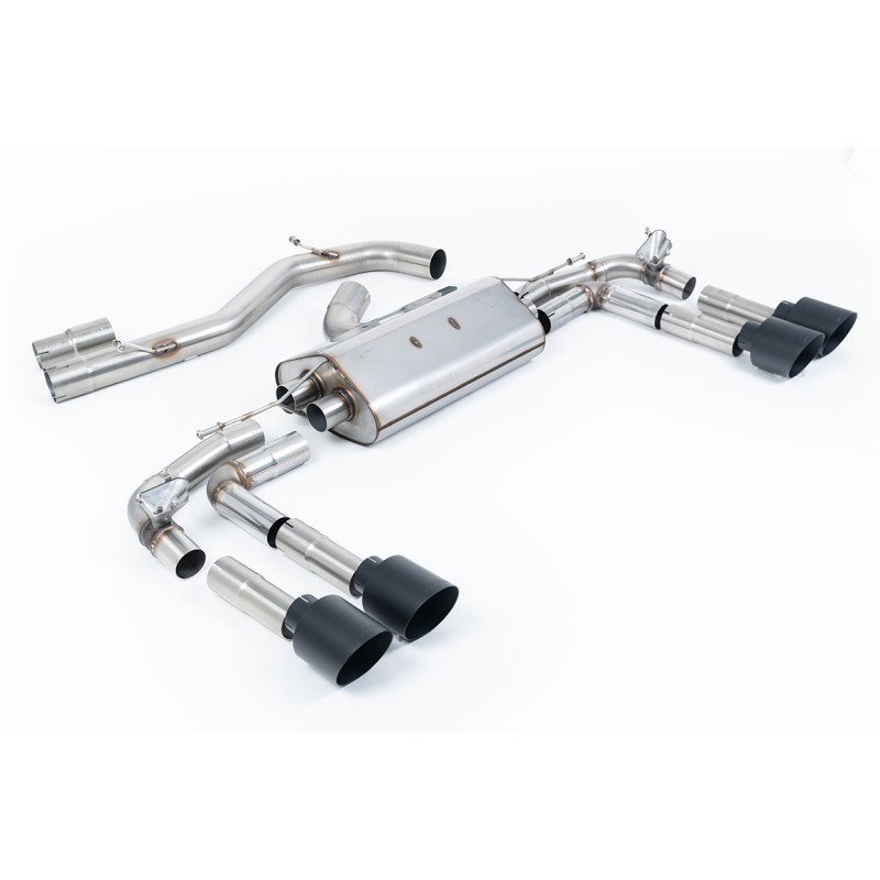 Audi S3 8Y - Part-Resonated Cat-Back Exhaust System with GT-115 Cerakote Black Tips