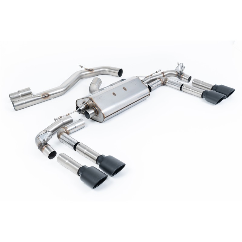Audi S3 8Y - Part-Resonated Cat-Back Exhaust System with Cerakote Black Oval Trims