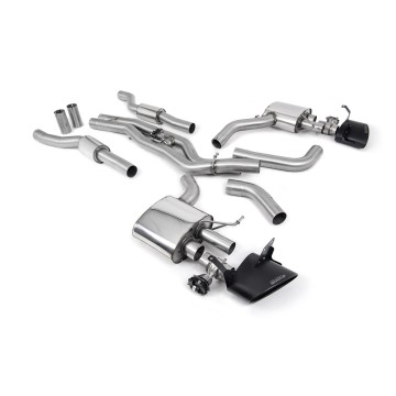 Audi RS6/RS7 C8 - Resonated (Quieter) Cat Back System (Twin 80mm) with Cerakote Black Oval Trims