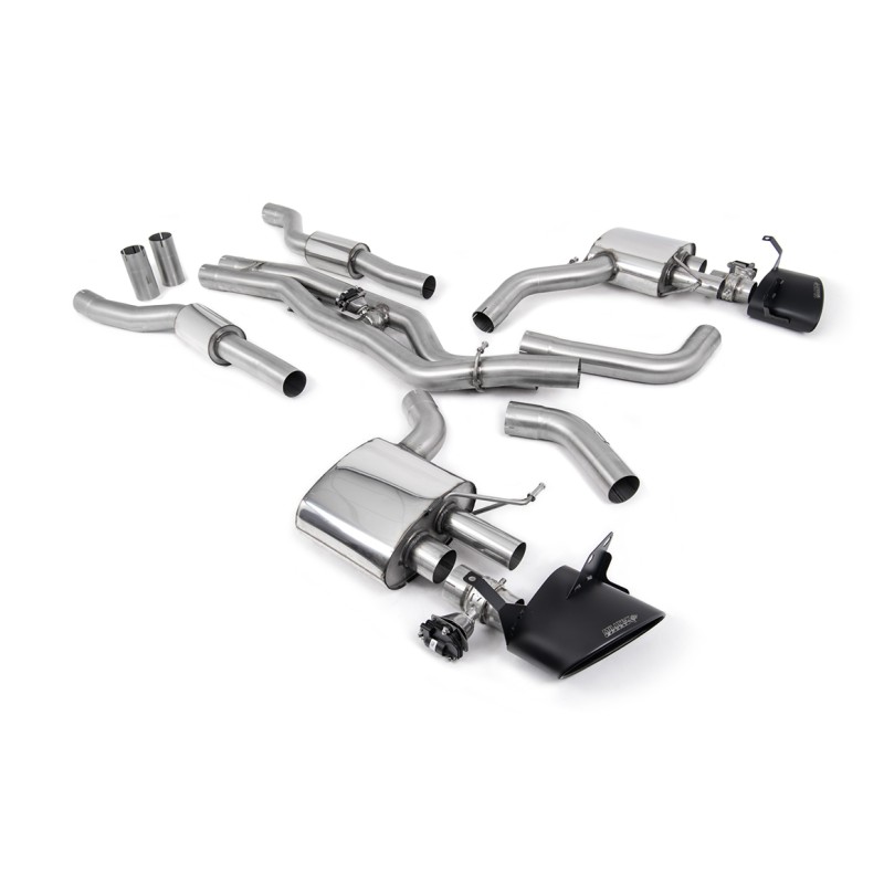 Audi RS6/RS7 C8 - Resonated (Quieter) Cat Back System (Twin 80mm) with Cerakote Black Oval Trims