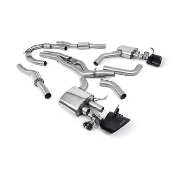 Audi RS6/RS7 C8 - Resonated (Quieter) Cat Back System (Twin 80mm) with Cerakote Black Oval Trims