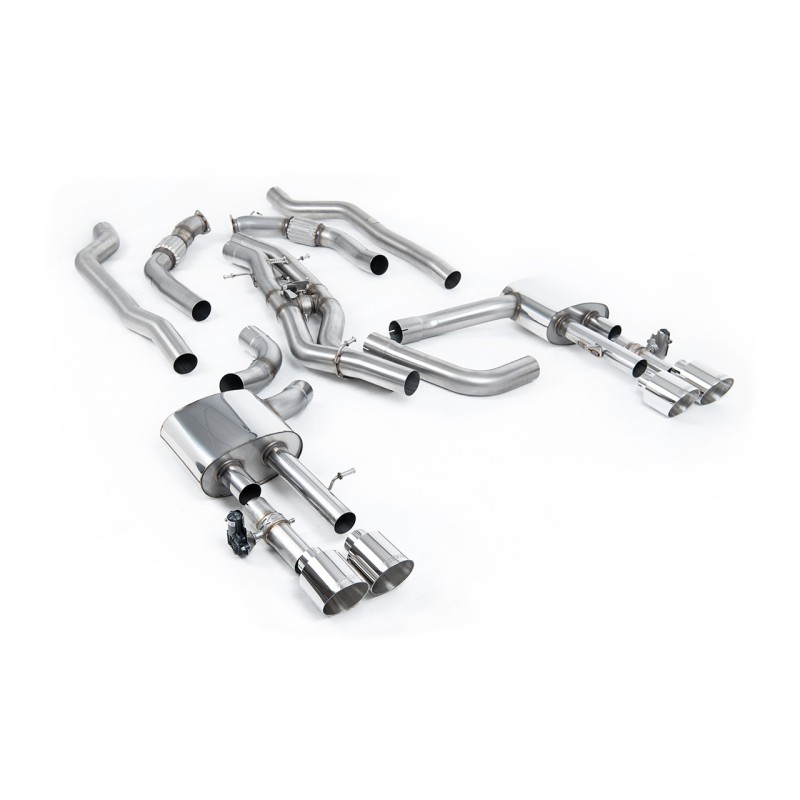 Audi S8 D5 V8 - Non-Resonated (Louder) OPF-Back Exhaust System with GT-115 Polished Trims