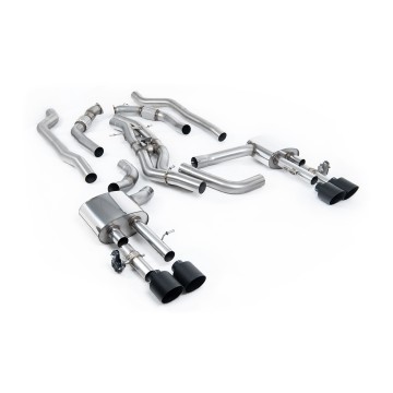 Audi S8 D5 V8 - Non-Resonated (Louder) OPF-Back Exhaust System with GT-115 Cerakote Black Trims