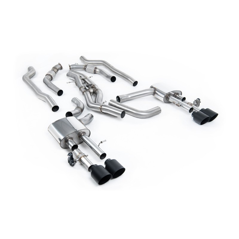 Audi S8 D5 V8 - Non-Resonated (Louder) OPF-Back Exhaust System with GT-115 Cerakote Black Trims