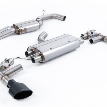 Audi TTRS MK3 Quattro - 80mm Resonated (Quieter) Cat-Back Exhaust System with Cerakote Black Trims