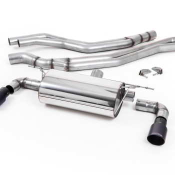 BMW F20/21 M140i (Non OPF) - Resonated (Quieter) Cat-Back Exhaust System with Cerakote Black GT-90 Trims