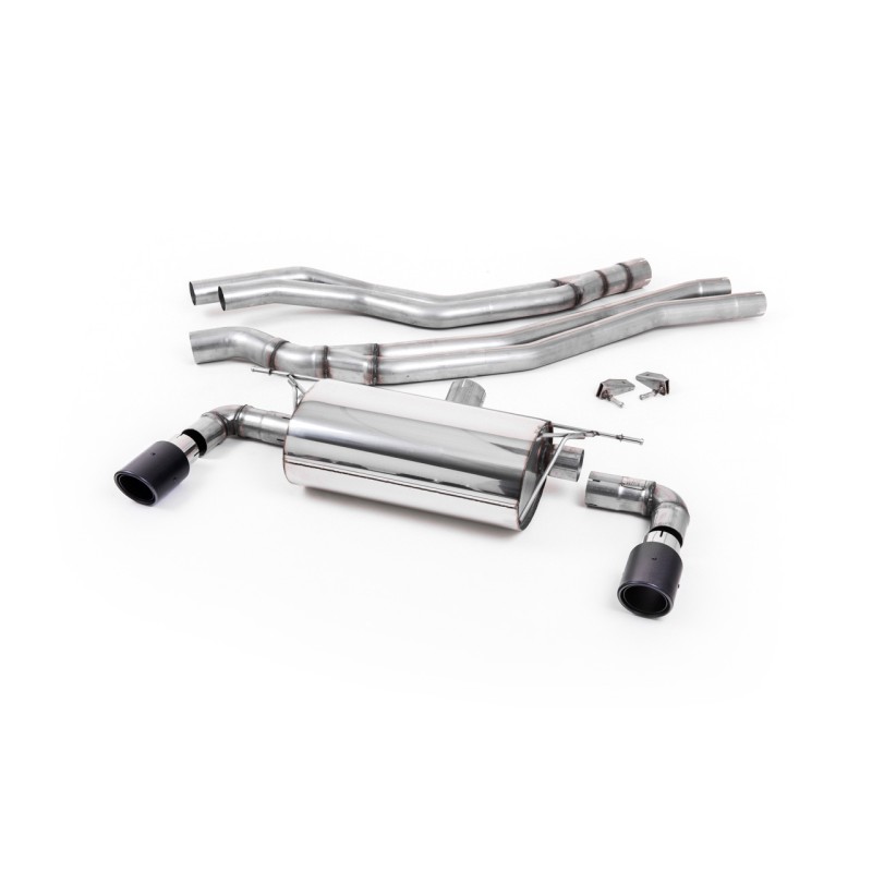 BMW F20/21 M140i (Non OPF) - Resonated (Quieter) Cat-Back Exhaust System with Carbon Jet 90 Trims