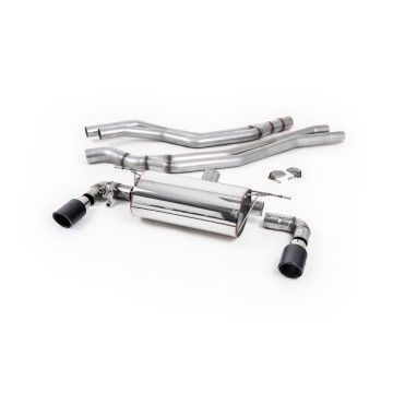 BMW F20/21 M140i (Non OPF) - Non-Resonated (Louder) Race Cat-Back Exhaust System with Carbon Jet 90 Trims